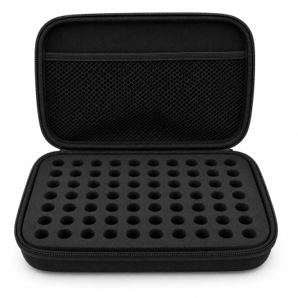 63-Slot Vial Storage Case — 1–3 mL Vials